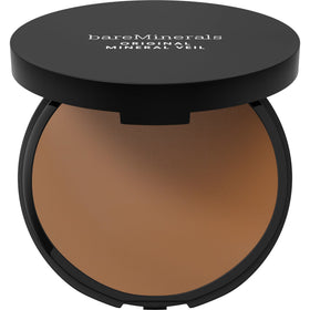 bareMinerals compact front view showing Sheer Tan shade and portable finish benefit