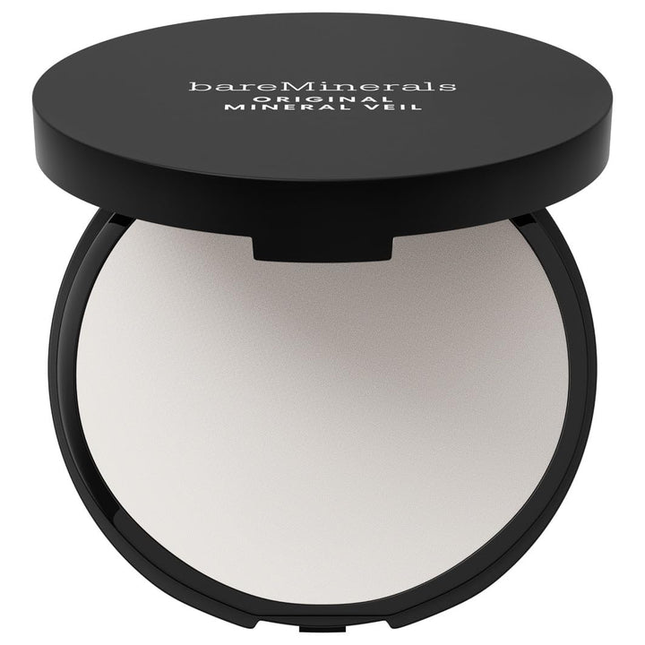 bareMinerals compact front view showing sleek packaging and translucent shade benefit