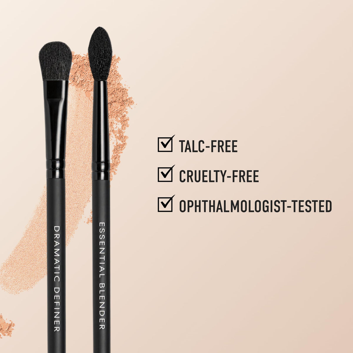 bareMinerals dry versus damp swatch showing intensified metallic payoff