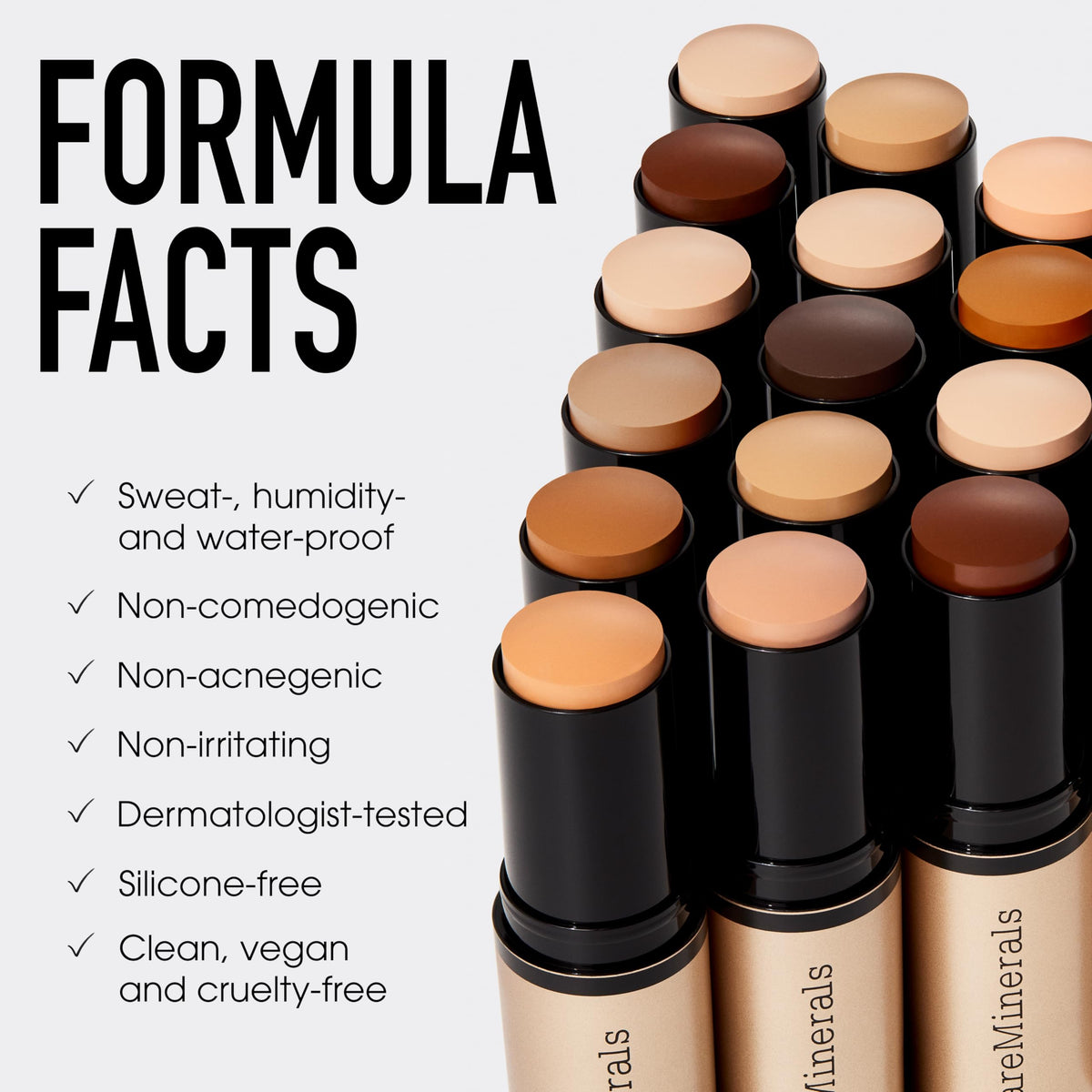 bareMinerals stick next to hand showing compact size and travel convenience