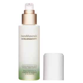 bareMinerals front packaging of SKINLONGEVITY serum showing clean design and benefit