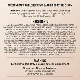 bareMinerals SKINLONGEVITY serum dispensed on hand, demonstrating lightweight hydrating texture