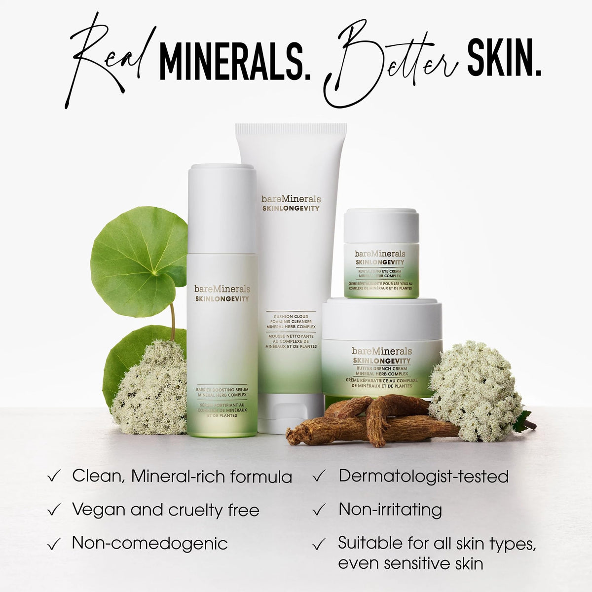 bareMinerals 30ml bottle next to common items showing compact travel-friendly scale