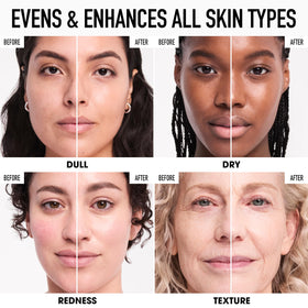 bareMinerals applying tint stick on cheek to show quick, on-the-go coverage benefit
