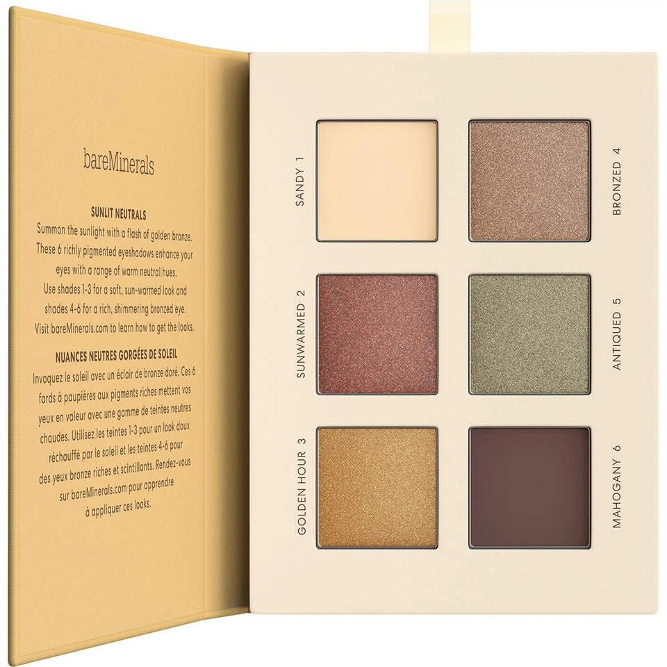 bareMinerals front packaging showing compact palette and logo, highlights portability