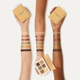 bareMinerals open palette overhead view showing six coordinated shades for versatile looks