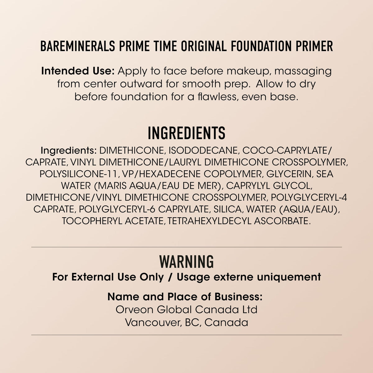 bareMinerals close-up of primer texture on fingertip, demonstrates smoothing benefit and lightweight feel