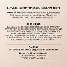 bareMinerals close-up of primer texture on fingertip, demonstrates smoothing benefit and lightweight feel