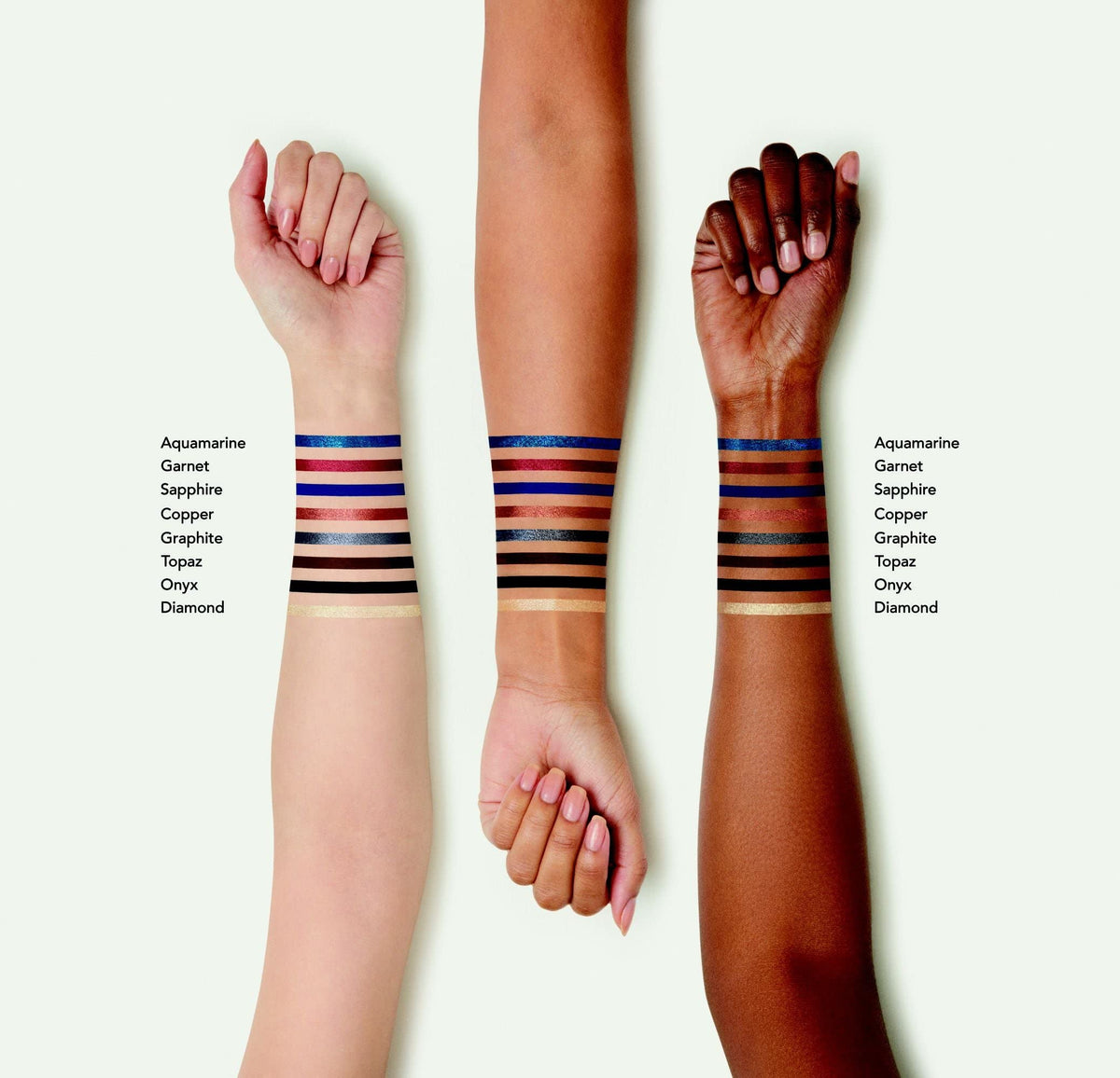 bareMinerals topaz applied to waterline demonstrating safe-for-contacts benefit