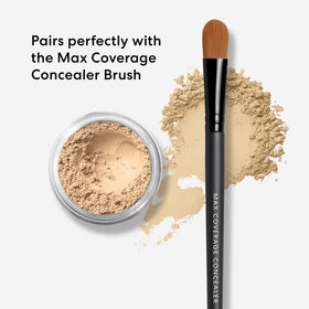 bareMinerals applying under-eye brightener with brush for instant refresh