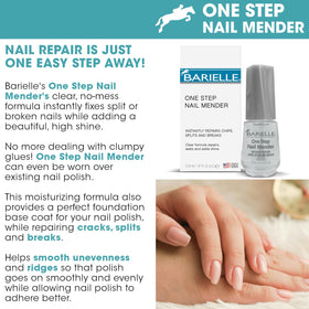 BARIELLE product applied to a broken nail showing instant reinforcement benefit