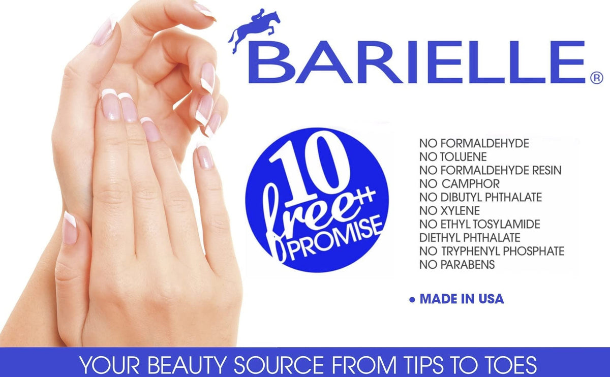 BARIELLE cream applied over nail polish showing compatibility with manicures