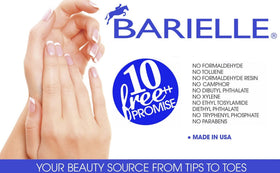 BARIELLE cream applied over nail polish showing compatibility with manicures
