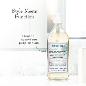 BARR-CO bottle styled on bathroom counter suggesting natural decor