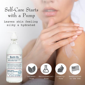 BARR-CO glass pump bottle detail highlighting reusable sustainable benefit