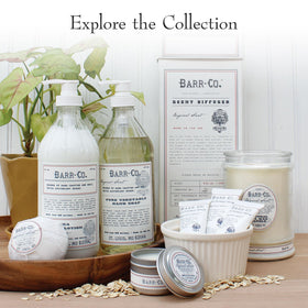 BARR-CO oats vanilla vetiver ingredients highlighting soothing benefits