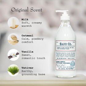 BARR-CO lotion in hand application showing quick absorption and softness