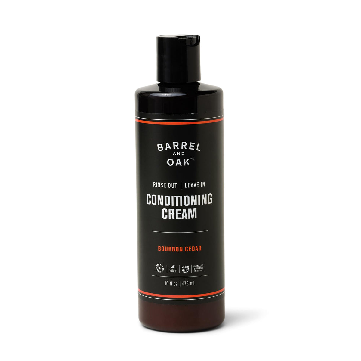 Barrel & Oak front jar view showing product and 16 oz size, clean grooming benefit