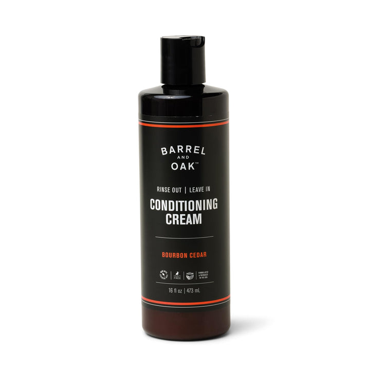 Barrel & Oak front jar view showing product and 16 oz size, clean grooming benefit