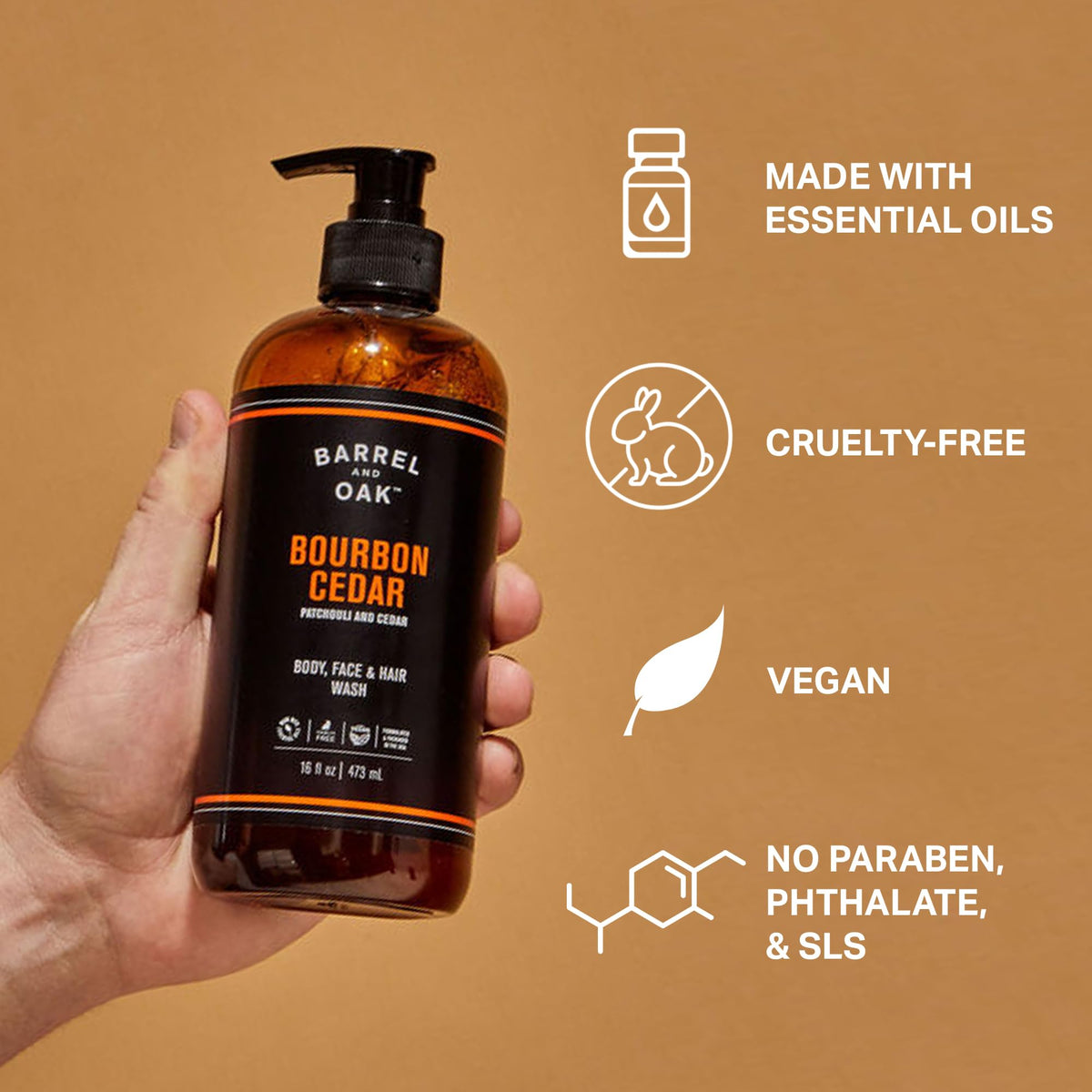 Barrel & Oak in-shower lather on chest demonstrating effective cleansing