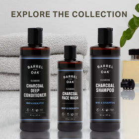 Barrel & Oak ingredients flatlay with mint eucalyptus demonstrating botanical benefits