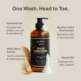 Barrel & Oak pump dispensing wash for convenient one-handed use