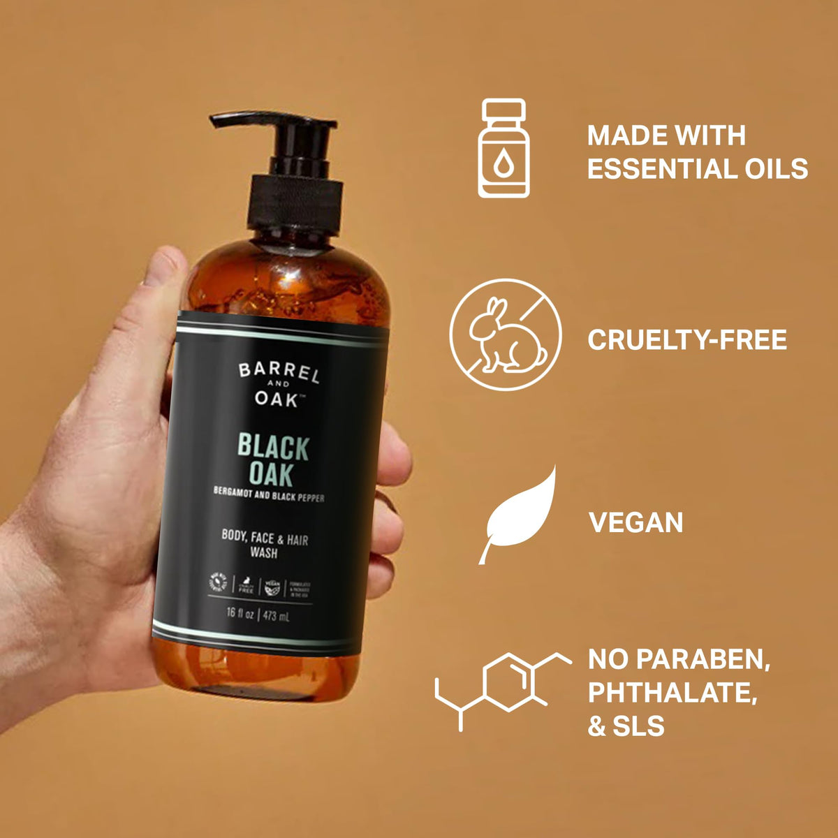 Barrel & Oak in-shower use showing quick all-in-one grooming efficiency
