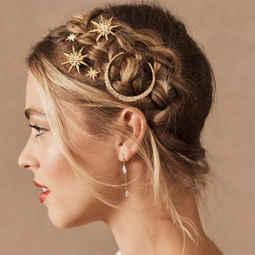 BARTOSI front packaging showing three gold moon and star clips, elegant gift-ready