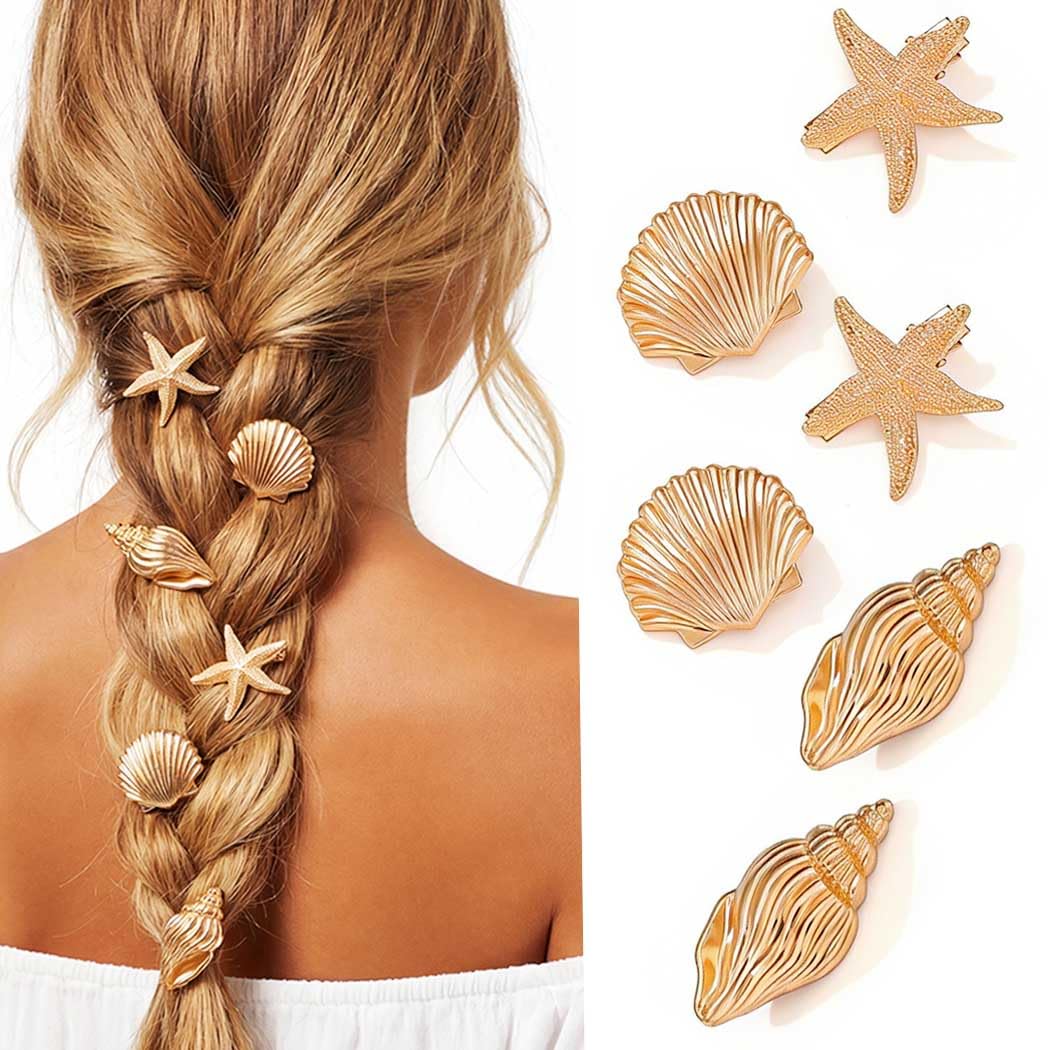 BARTOSI front view of gold seashell clips showing pack and finish, adds polished detail