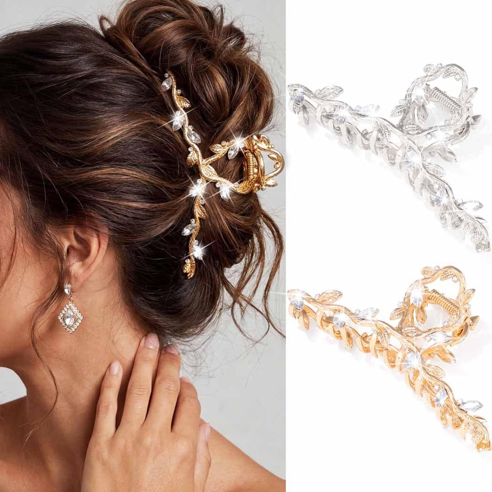 BARTOSI front view gold claw clips showcasing elegant sparkle and secure hold