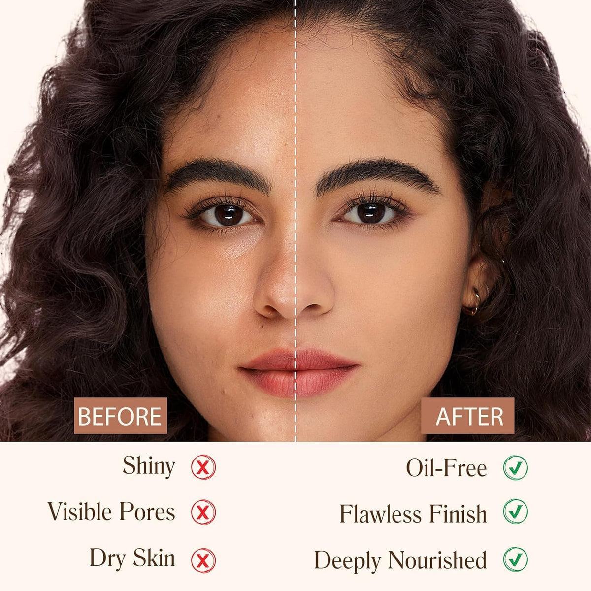 BARUBT before and after skin tone evened and blemishes concealed