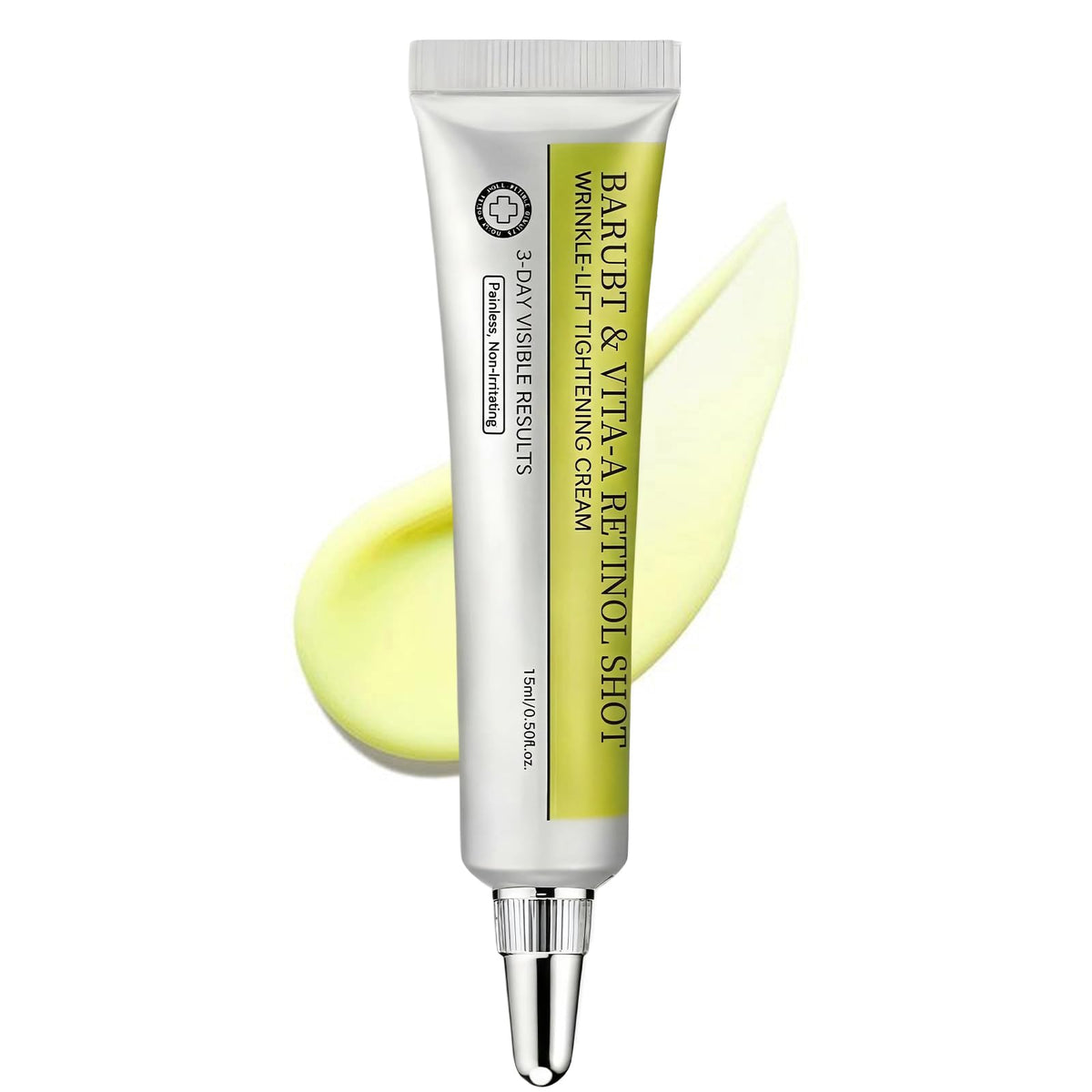 BARUBT front packaging of retinal serum showing compact bottle and label benefit
