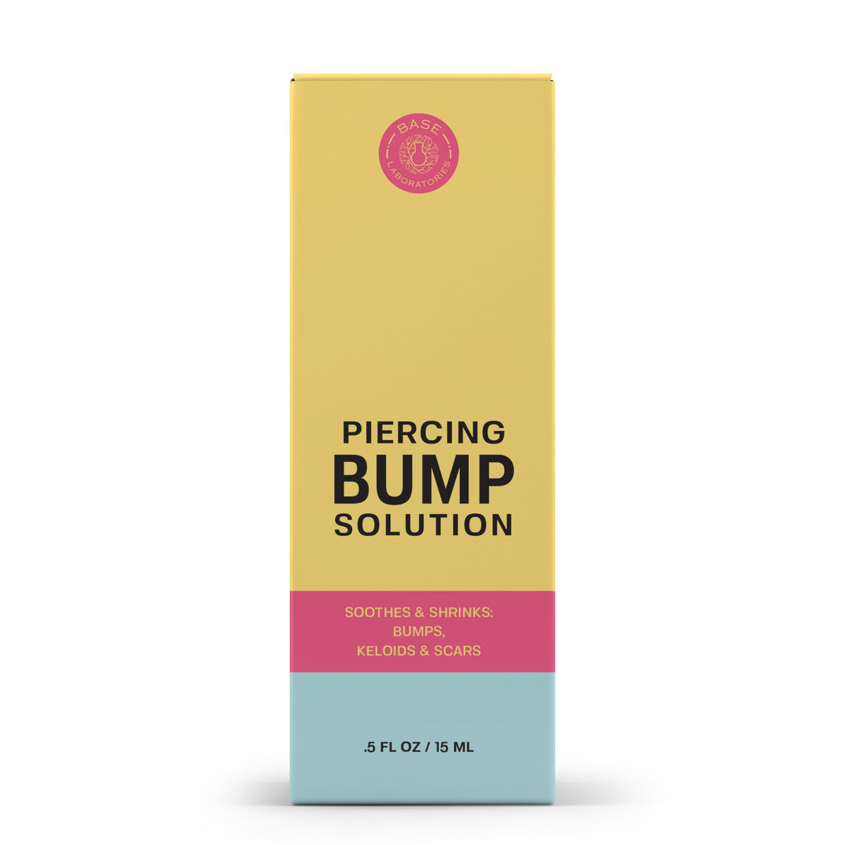 BASE LABORATORIES applied to ear piercing illustrating calming of bumps benefit