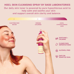 BASE LABORATORIES being misted on hand to show gentle application benefit