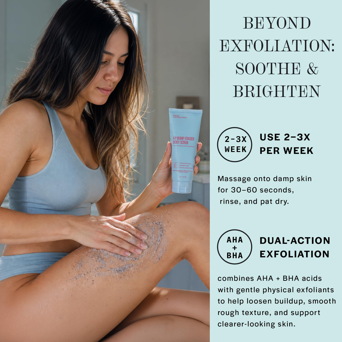 Base Laboratories applied in shower on bikini area to prevent ingrowns