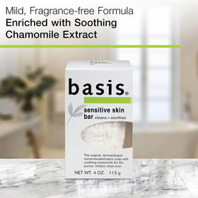 Basis close-up texture of soap surface highlighting smooth, gentle formula