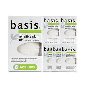 Basis front packaging showing unscented bar and calming label benefits