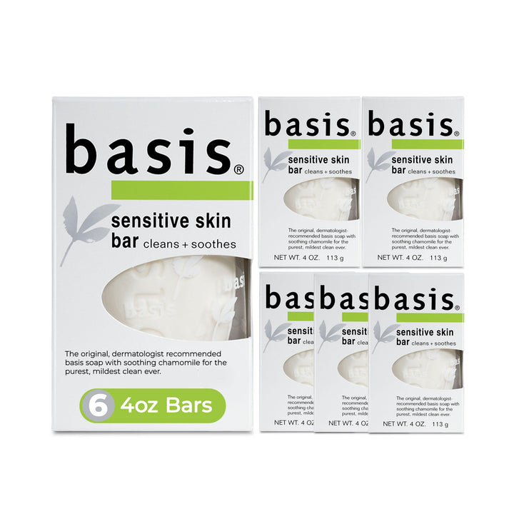 Basis front packaging showing unscented bar and calming label benefits