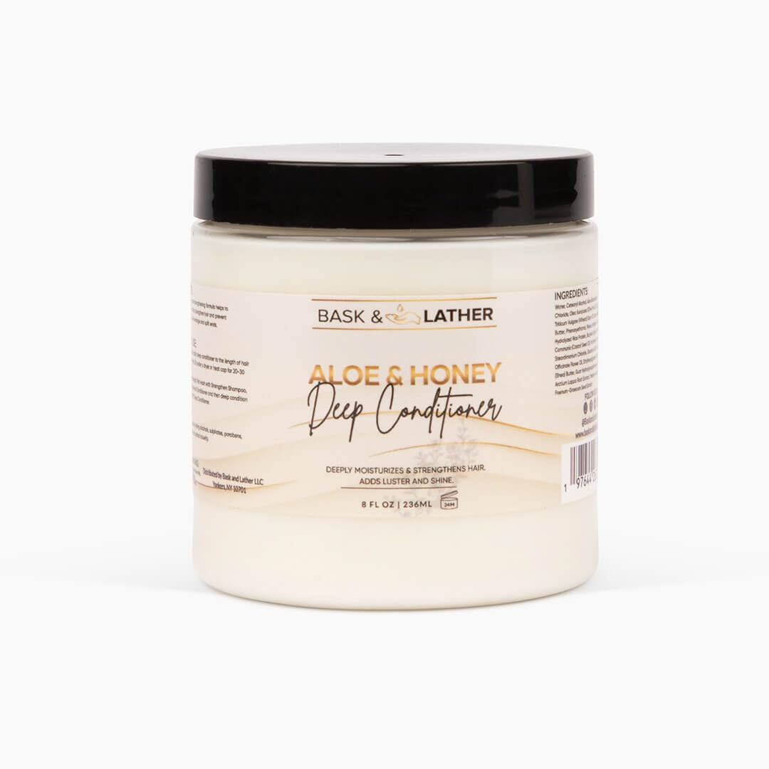 BASK & LATHER jar front view showing label and hydrating mask benefit