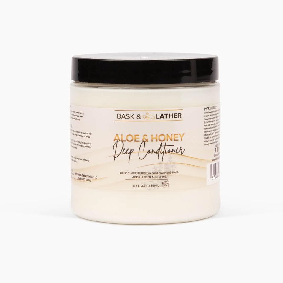 BASK & LATHER jar front view showing label and hydrating mask benefit