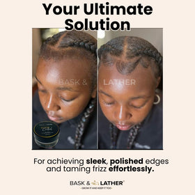 BASK & LATHER application on hairline using brush demonstrating precise control and hold