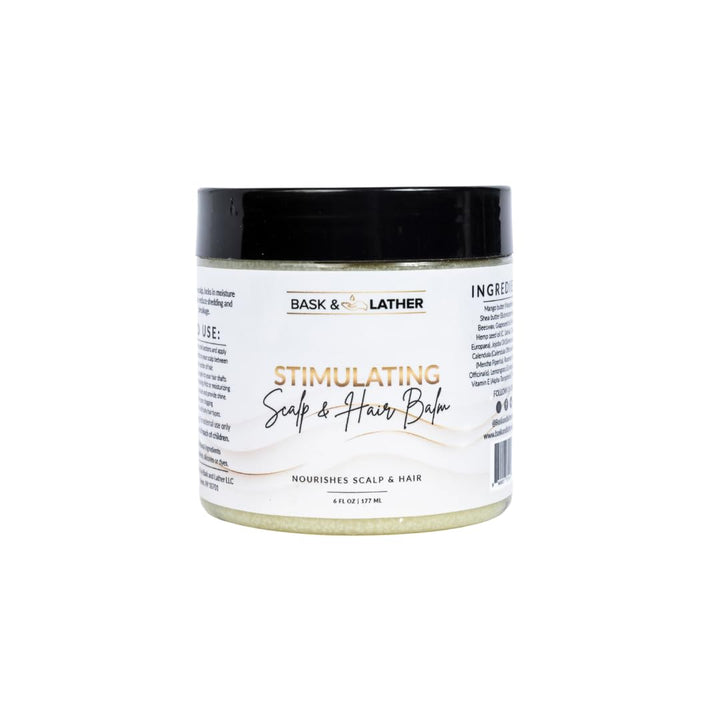 Bask & Lather front jar label showing product and size with clear benefit