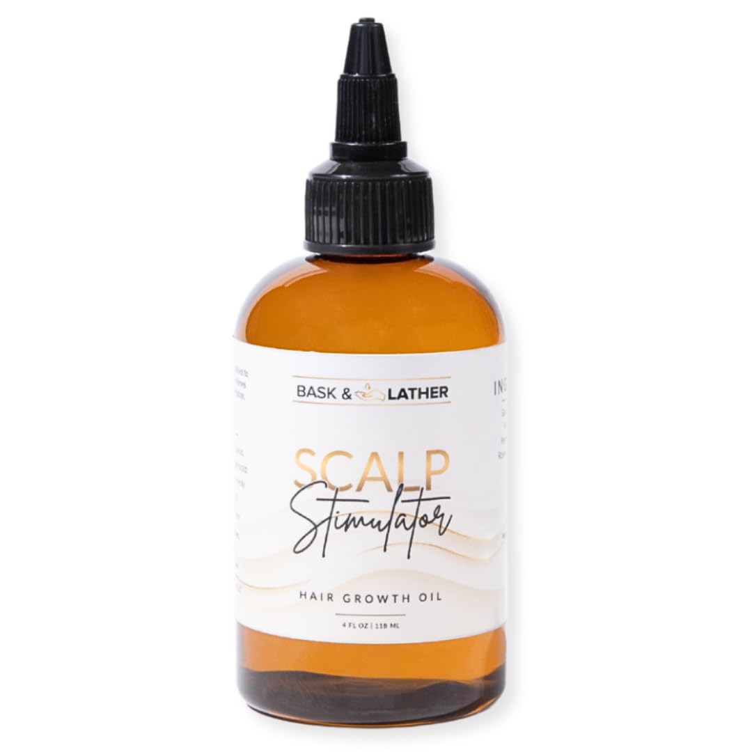Bask & Lather front packaging showing 4 fl oz bottle and product name with clear benefits