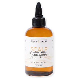 Bask & Lather front packaging showing 4 fl oz bottle and product name with clear benefits
