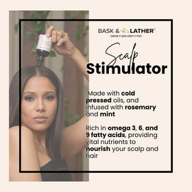 Bask & Lather open dropper with oil texture highlighting lightweight absorption benefit