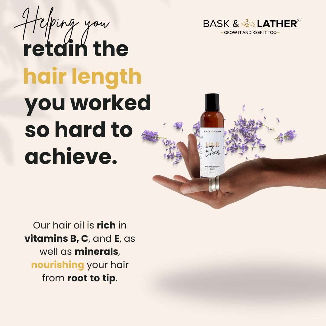 BASK & LATHER 4 fl oz bottle beside a ruler to show compact travel-friendly size