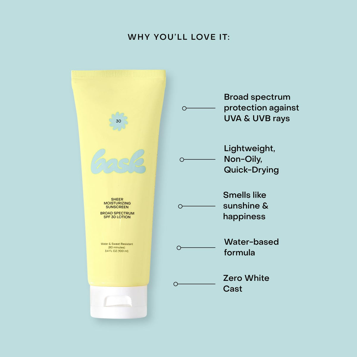 Bask applied on forearm demonstrating sheer finish and no white cast