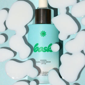 Bask serum being applied to cheek demonstrating hydrating, smooth coverage