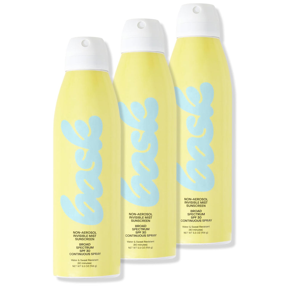 Bask front packaging showing the SPF 30 spray and value pack benefits
