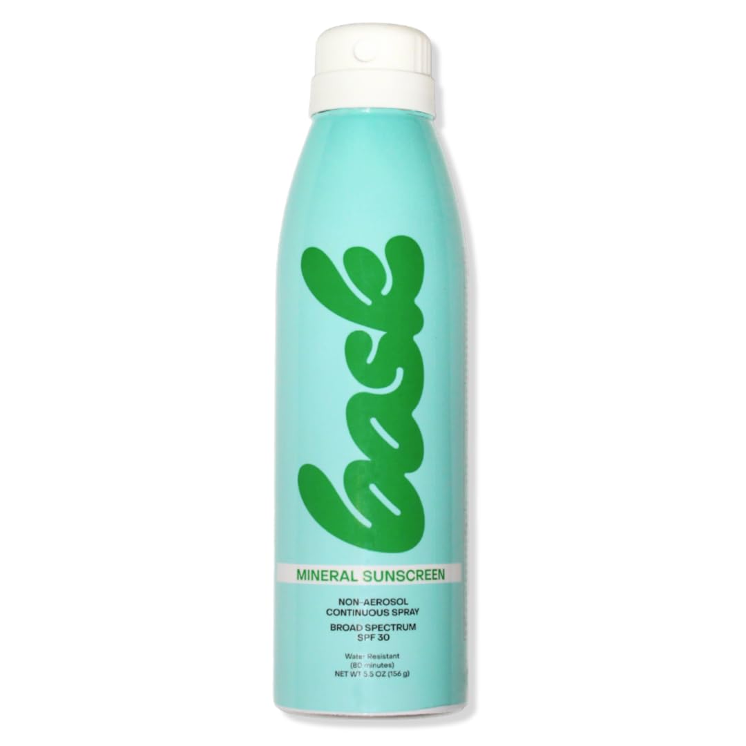 Bask front packaging showing bottle and label, clear SPF info and benefit